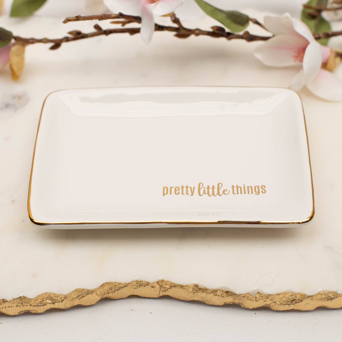 Pretty Little Things Trinket Dish White/Gold 6x4 – Jeannine's Gifts RVC